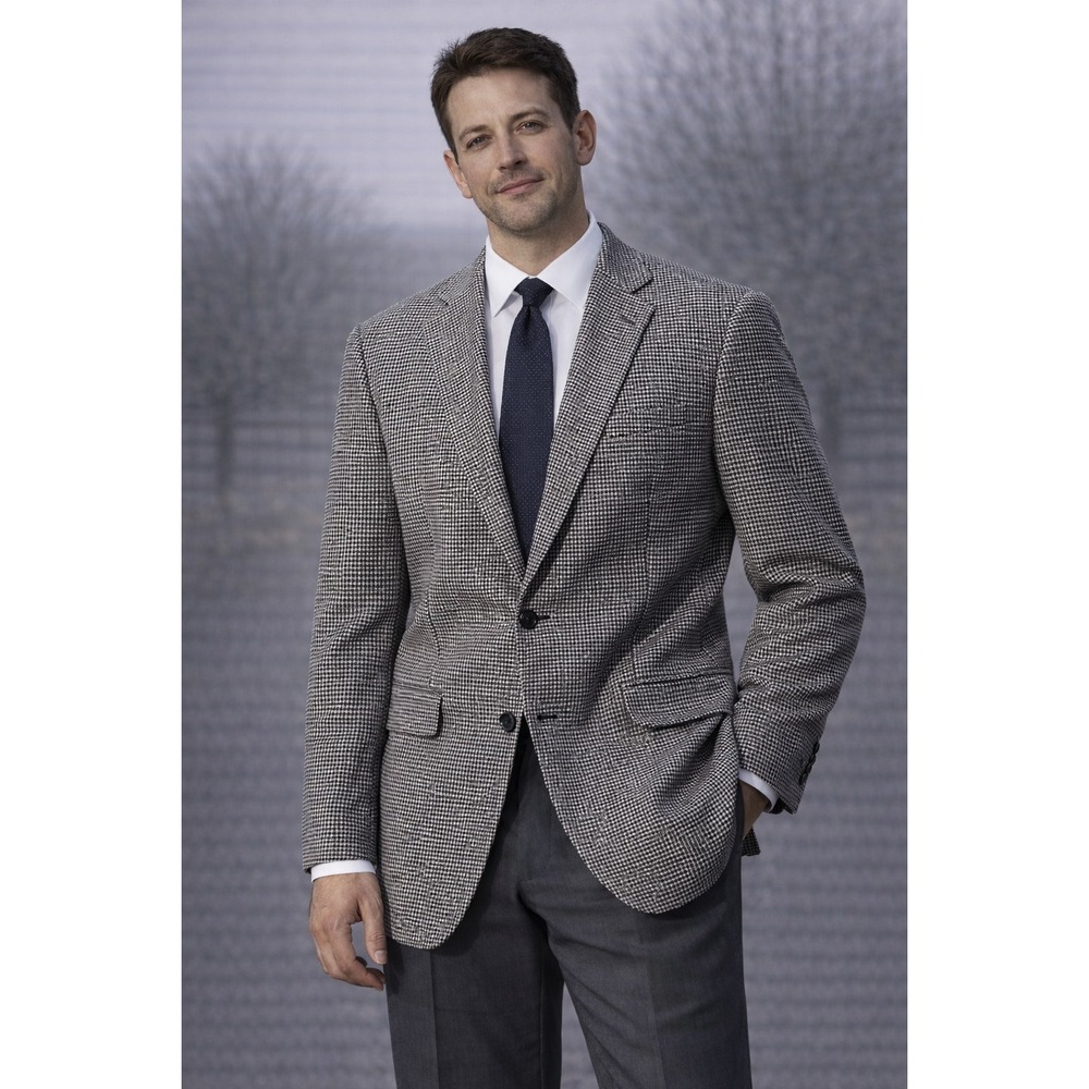 John W Nordstrom Mens Houndstooth Cashmere Sport Coat Blazer 42R